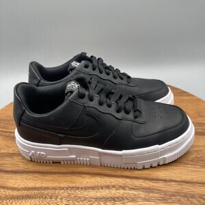 Nike Air Force 1 Pixel Shoes Womens Size 7.5 Black Leather Comfort Casual